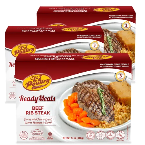 Miniatura 10 de KJ Poultry Comidas preparadas Kosher – Carne de carne y kugel de ternera, comidas de carne MRE listas para comer, comida de shabbos (paquete de 1)