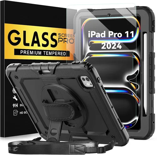 Miniatura 10 de BLOSOMEET Funda para iPad Air de 11 pulgadas M3 2025 y M2 2024 con protector de pantalla de vidrio templado y soporte para lápiz, funda para iPad