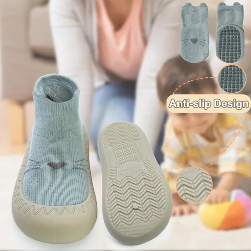 Miniatura 4 de 2 pares de zapatos antideslizantes estilo caroon para bebés, zapatos para niños y niñas, zapatos para caminar, zapatos de goma suave con pantuflas