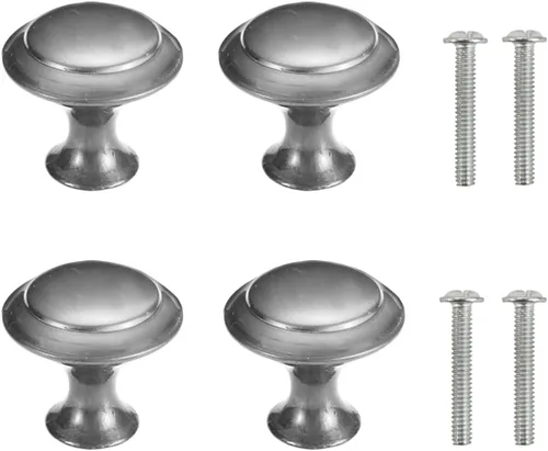 4 pomos de puerta de armario, pomo de puerta de cajón de armario para muebles de cocina, perilla de gabinete de acero inoxidable con tornillos, gris
