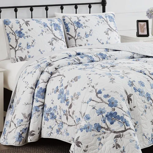 Miniatura 8 de CANNON Kasumi - Juego de edredón floral de poliéster de 2 piezas, tamaño individual XL, con temática floral, para hombres y mujeres, certificado