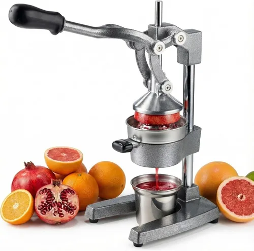 Exprimidor de cítricos de hierro fundido – Prensa manual de naranja resistente de 13.8 libras, taza y colador de acero inoxidable 304, exprimidor