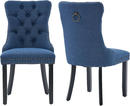 Miniatura 14 de Sillas de Comedor Juego de 4 sillas de comedor tapizadas de lino, sillas de comedor modernas de mediados de siglo, sillas de cocina y comedor