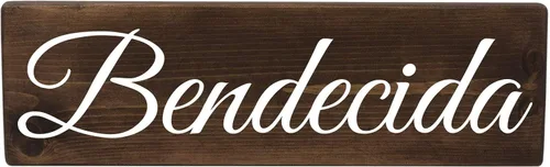 Miniatura 6 de Bendecida – Placa de regalo cristiano español, regalo cristiano en madera española, regalo para Navidad, vacaciones, día de la madre, regalo