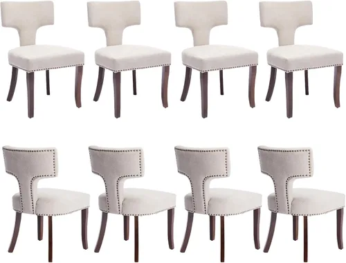 Miniatura 11 de Juego de 2 sillas de comedor modernas de mediados de siglo, sillas de comedor tapizadas en tela de chenilla con respaldo curvado y ribete