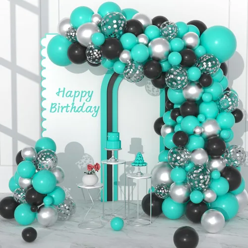 Miniatura 15 de Black and Silver Balloons Garland Arch Kit, 142PCS Black and Metallic Silver Confetti Balloons for Baby Shower Wedding Men Women Birthday