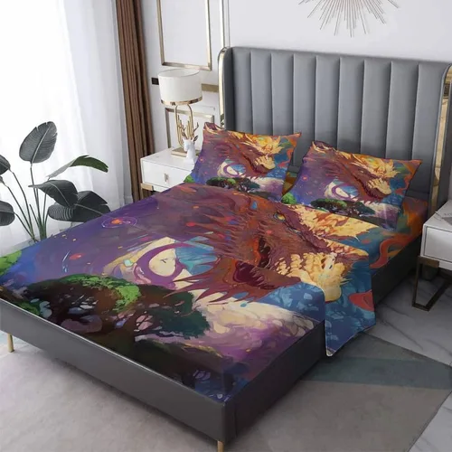 Miniatura 10 de Juego de sábanas abstractas tamaño individual, sábanas de microfibra suave, bolsillo profundo, sábanas y fundas de almohada estampadas sin arrugas