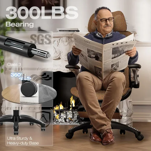 Miniatura 8 de ELABEST X100 Silla de Oficina Ergonómica con Reposapiés, Silla Grande y Alta para Escritorio en Casa con Brazos Desmontables 5D, Soporte Lumbar