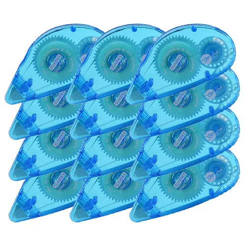 Glue Runner - Rodillo de cinta adhesiva permanente de doble cara, 0.3 x 360 pulgadas, aplicador de rodillo adhesivo permanente, paquete de 12, color