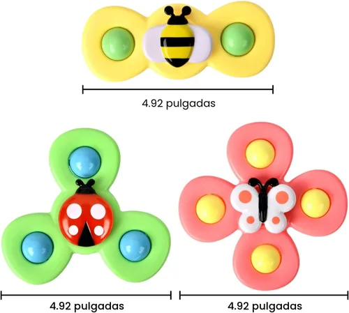 Miniatura 8 de 3 piezas Juguetes giratorios de ventosa para niños de 1 a 2 años, Juguetes giratorios para bebés de 12 a 18 meses, juguetes sensoriales para niños