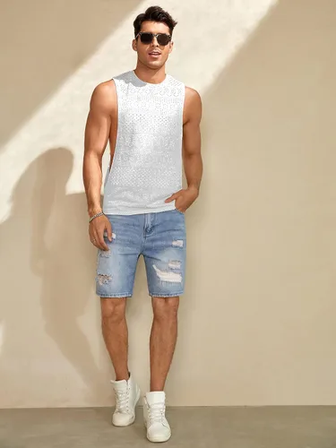 Miniatura 5 de Verdusa Camiseta sin mangas para hombre, camiseta sin mangas con hueco