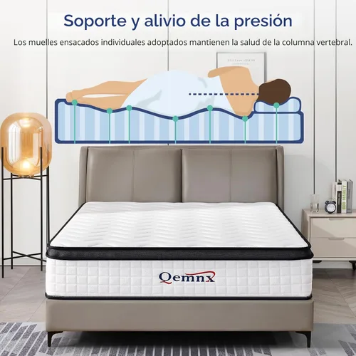 Miniatura 6 de Colchón híbrido tamaño individual XL de 12 pulgadas, firmeza media, espuma viscoelástica y resortes ensacables en bolsillo, soporte de borde