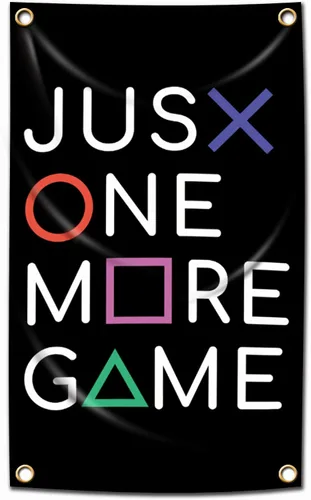 Tapiz JUST ONE MORE GAME Banner Bandera Gaming Tapiz de Pared Videojuegos Decoración del Hogar 3x5 ft Arte Colgante Dormitorio Póster Decoración