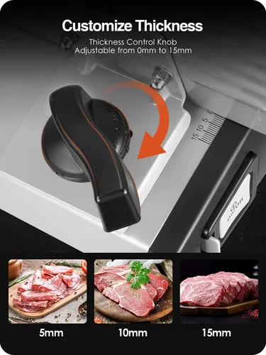 Miniatura 2 de OSTBA Rebanadora de Carne Eléctrica Rebanadora de Delicatessen con Protección de Bloqueo Infantil, Cuchilla de Acero Inoxidable Extraíble de 7.5