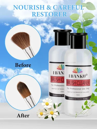 Miniatura 3 de EBANKU Limpiador de pinceles de uñas acrílico de 4.1 fl oz, 3 en 1, cepillo de uñas, solución limpiadora de cepillo de uñas, limpieza rápida
