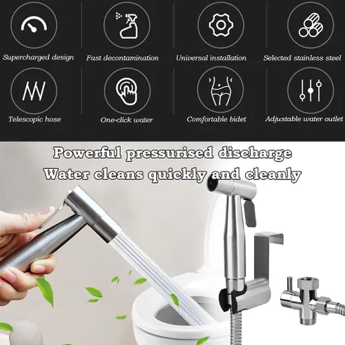 Miniatura 4 de BUYGOO Pulverizador de bidé de mano para inodoro, control de presión de agua ajustable con manguera de bidé para lavado femenino, rociador de tela