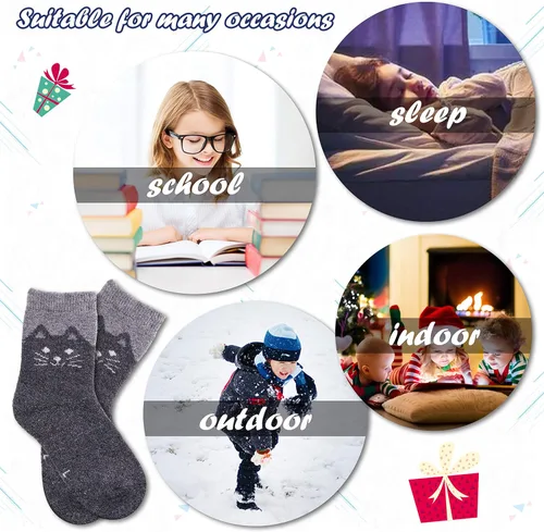 Miniatura 7 de DYW Calcetines de senderismo de lana merina para niños y niñas, cálidos, gruesos, térmicos, suaves, acogedores, calcetines para botas, 6 pares