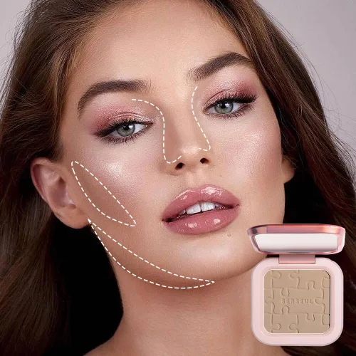Miniatura 2 de Paleta de contorno facial paleta de contorno para esculpir la cara Paleta de maquillaje bronceador en polvo con brocha - Polvo de contorno altamente