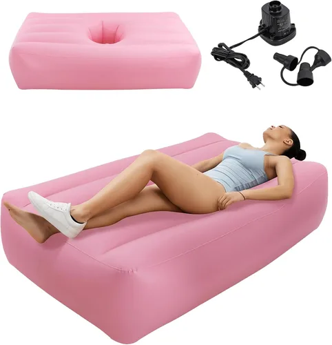 Miniatura 8 de Colchón inflable BBL con agujero para recuperación poscirugía, colchón de aire ergonómico de PVC con bomba eléctrica, 72 x 40 x 17 pulgadas, negro