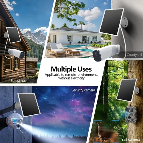 Miniatura 3 de Panel solar de 6W para cámara de seguridad al aire libre con micro USB y USB-C, cargador de panel solar para cámara de batería, se ajusta a