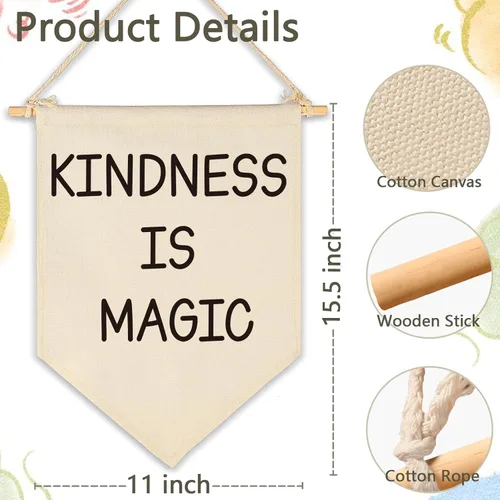 Miniatura 5 de Letrero de pared para aula, regalo para profesores, inspirador para la salud mental, bandera de pared con frase "Kindness is Magic-Positive