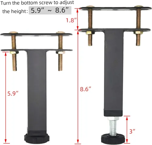 Miniatura 5 de 2 patas de soporte de marco de cama de metal de altura ajustable, marco de cama de acero o patas de soporte de listones centrales de madera, patas