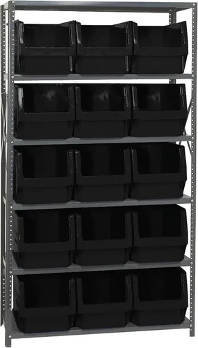 Miniatura 144 de Quantum QSBU-245BK Heavy Duty Shelving Unit with (7) Shelves and (24) QUS245 Black Bins for Garage Warehouse Storage Distribution 400 lb Load