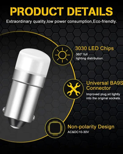 Miniatura 4 de Qasim Bombilla 1893 313 de bayoneta 1818 1819 1820 1895 BA9S Bombilla LED AC/DC 12V para exteriores, caravana, barco, remolque, luz blanca cálida