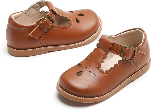 Miniatura 6 de GINFIVE Zapatos de vestir para niñas pequeñas, zapatos planos para la escuela Mary Janes