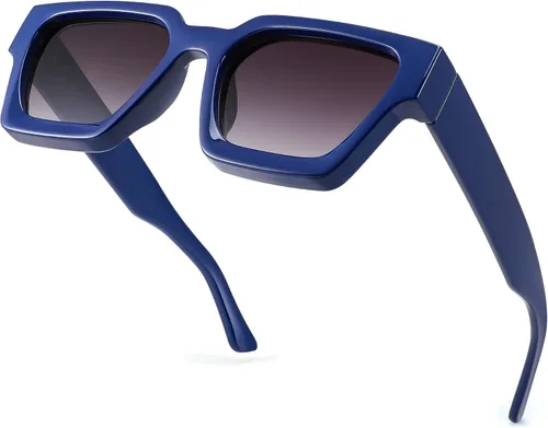 Miniatura 115 de FEISEDY Gafas de sol cuadradas retro de los años 90 para mujeres y hombres, gafas de sol rectangulares gruesas de moda con protección UV400 B2385