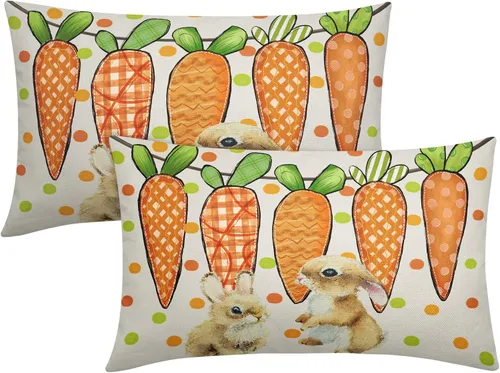 Miniatura 55 de Juego de 2 fundas de almohada de plantas verdes de 18 x 18 pulgadas, diseño de hojas de helecho botánico verde salvia, primavera, verano, vintage