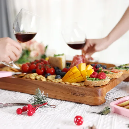 Miniatura 3 de hecef Juego grande de tabla de embutidos rosa con cuchillos de queso de acero inoxidable, juego de tabla de queso, bandeja de aperitivos de madera