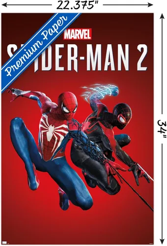 Miniatura 3 de Marvel's Spider-Man 2 - Póster de pared de arte clave, 34 pulgadas de largo x 22.4 pulgadas de ancho, versión premium sin marco