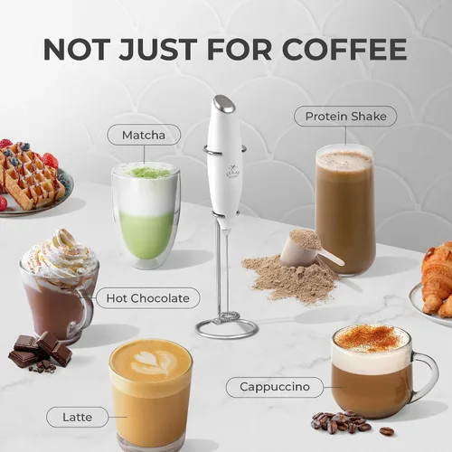 Miniatura 247 de Zulay Milk Boss Espumador de leche potente manual, hace espuma para latte, batidor para mezclar bebidas, café, miniespumador para capuchino, frappé