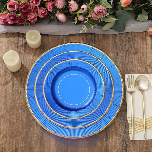 Miniatura 8 de Efavormart - Paquete de 25 platos desechables de 13 pulgadas de color azul rey metálico con rayos de sol, platos de carga de papel resistentes, 350