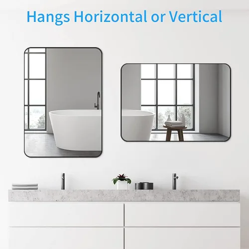 Miniatura 5 de Black 22 "x30 Metal Rectangular Bathroom Wall Mirror