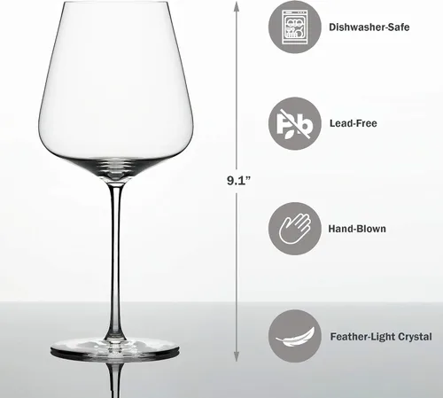 Miniatura 3 de Zalto Vaso Burdeos, juego de 6 Copas de cristal europeo sopladas a mano, para cabernet sauvignon y vinos tintos de cuerpo completo, artesanía