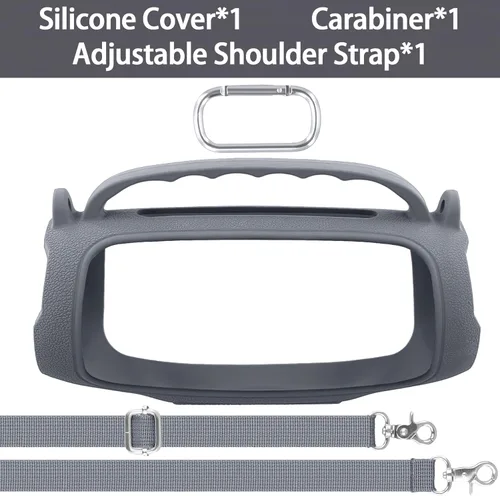Miniatura 3 de Funda de silicona compatible con altavoz Bluetooth JBL Charge 5 portátil e impermeable (Cubierta de silicona gris)