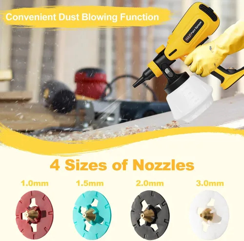 Miniatura 5 de Pulverizador de pintura, pistola de pulverización HVLP de 700 W, actualización 2024, 4 boquillas de cobre y 3 patrones de pulverización, fácil