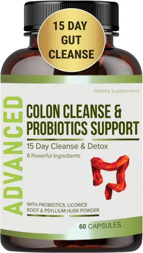 15 días de limpieza intestinal desintoxicante para mujeres y hombres - Limpieza avanzada de colon de 15 días con probióticos y cáscara de psyllium