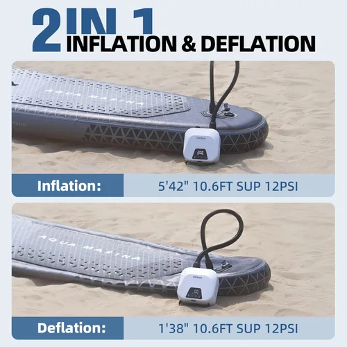 Miniatura 5 de CYCPLUS 20PSI High Pressure Smart SUP Air Pump, Rechargeable Battery-Powered, Intelligent Dual Stage Inflation & Deflation, Auto-Off Air Pump for