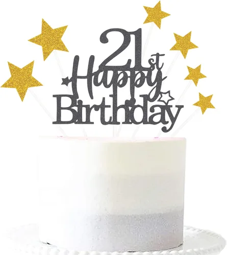 Miniatura 29 de Decoración brillante para tarta de primer cumpleaños feliz con estrella, adornos personalizados para tarta de 1 cumpleaños, decoraciones de fiesta
