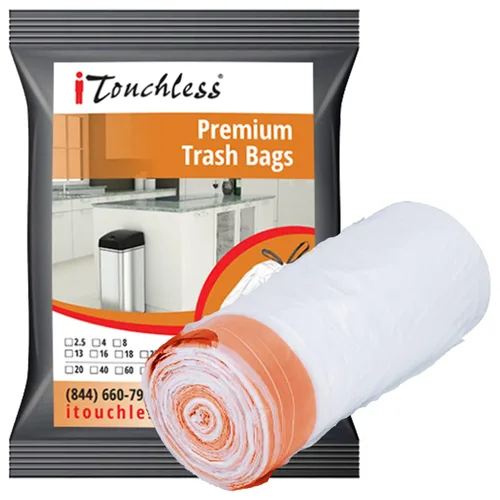 iTouchless 40 bolsas de basura altas, se adaptan a cubos de basura de 13 galones, 14 galones, 15 galones y 16 galones, forros de basura extra Blanco