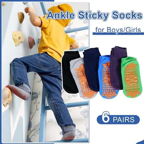 Miniatura 4 de HYCLES Calcetines Antideslizantes para Niños y Niñas Pequeños Calcetines de Agarre para Tobillo Calcetines Adhesivos Antideslizantes para Niños 6