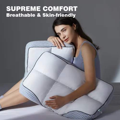 Miniatura 6 de Glaciman Almohada de espuma viscoelástica triturada para personas que duermen de lado y boca arriba - almohada ergonómica firme para aliviar