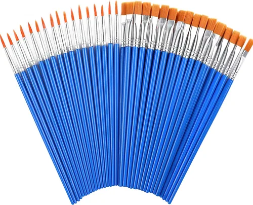 60 pinceles de pintura, pincel redondo plano pequeño a granel para pintura de detalles