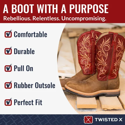 Miniatura 5 de Steel Toe Lite Western - Botas de trabajo para mujer, Marrón