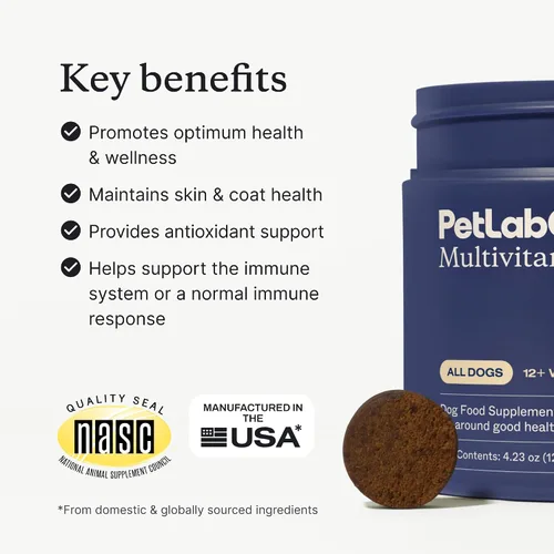 Miniatura 3 de PetLab Co. Multivitamínico para perros 22 en 1 - Apoyo a la respuesta inmune del perro, piel, pelaje, articulaciones y salud general - Vitaminas A