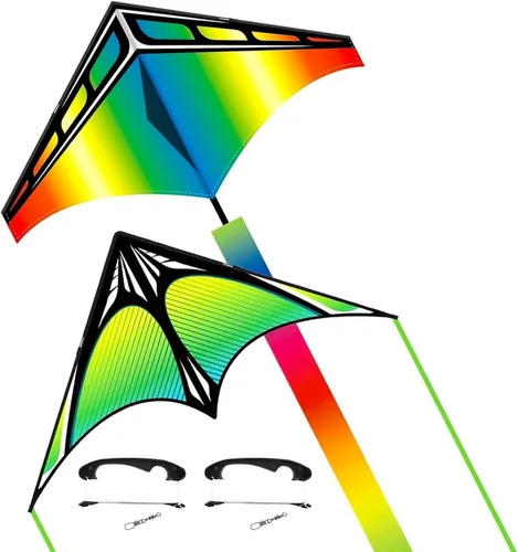 Miniatura 9 de Large Rainbow Delta Kite for Kids & Adults,Single Line Beach Kite for Kids Ages 4-8 & 8-12,Easy to Fly for Toddlers and Beginners