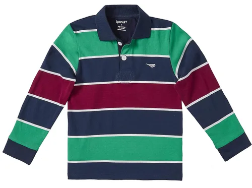 Miniatura 3 de Sportoli Polo de rugby de manga larga a rayas de algodón para niños